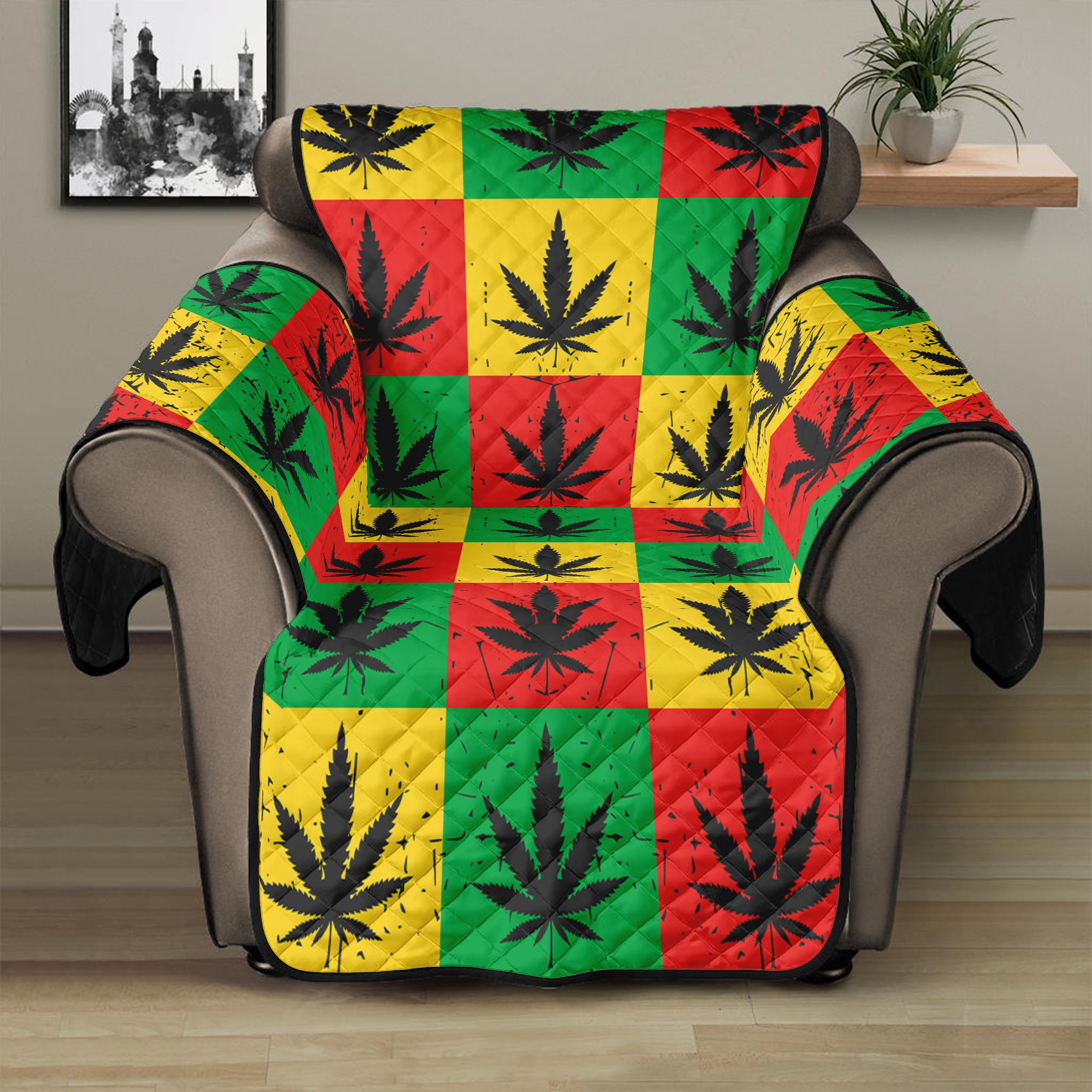 Reggae Marijuana Leaf Pattern Print Recliner Protector