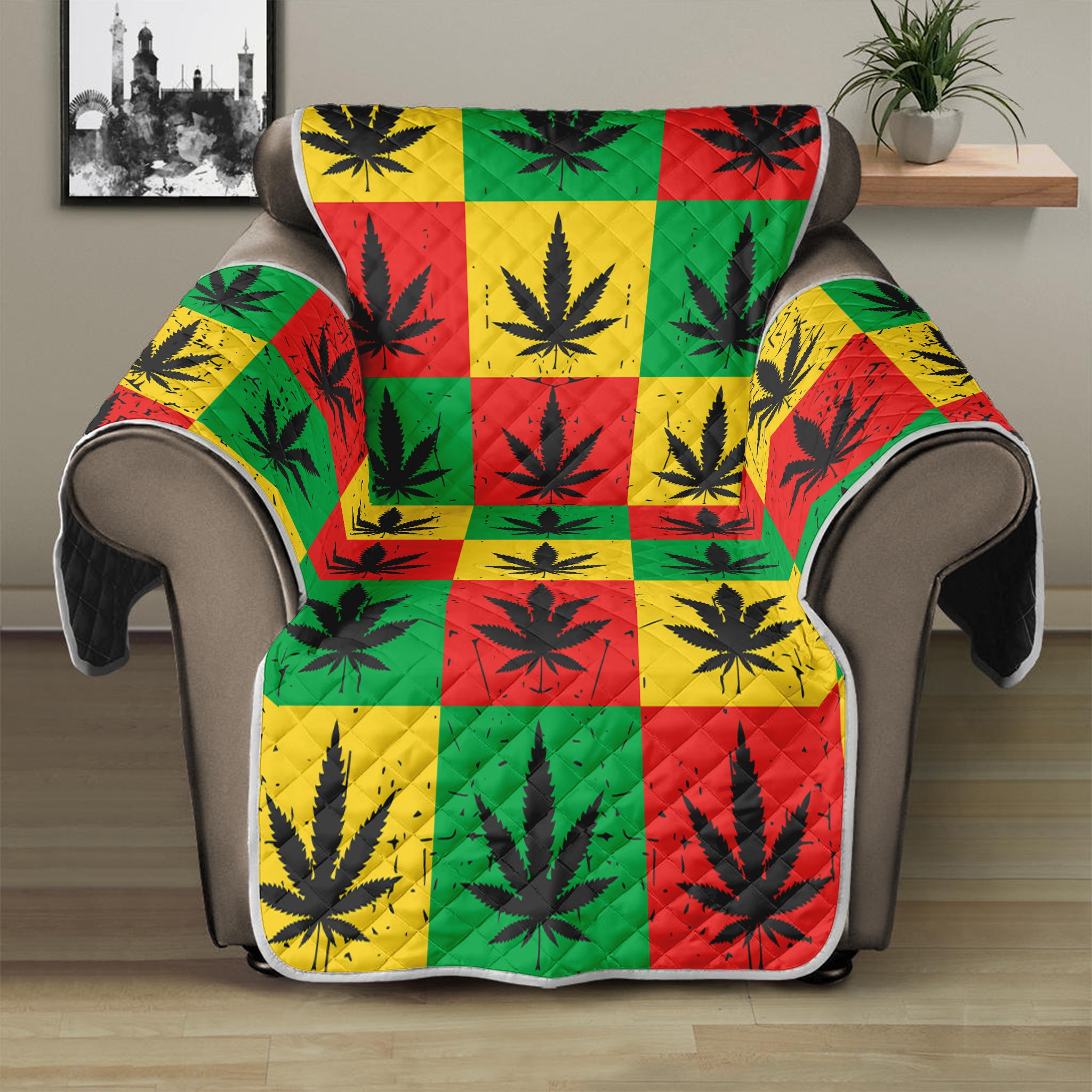 Reggae Marijuana Leaf Pattern Print Recliner Protector