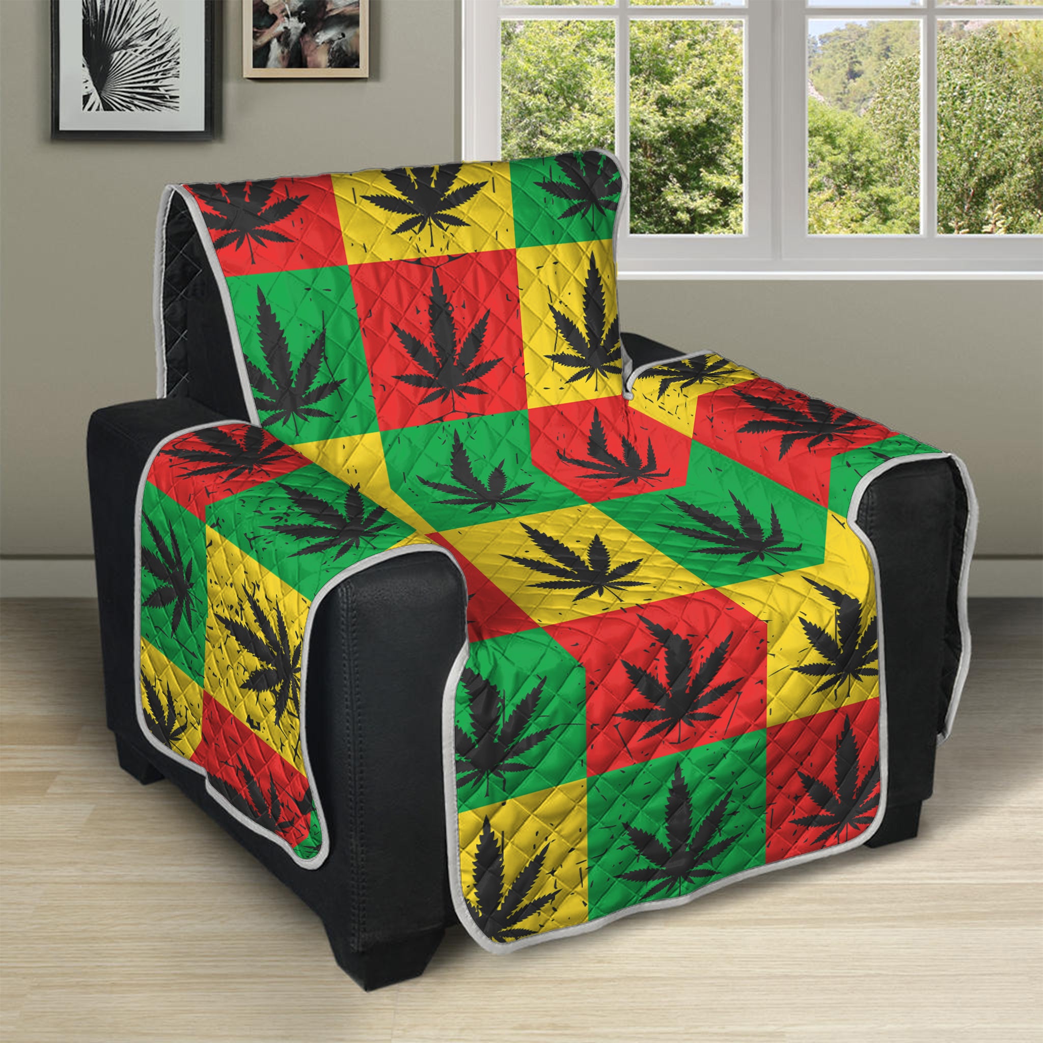 Reggae Marijuana Leaf Pattern Print Recliner Protector