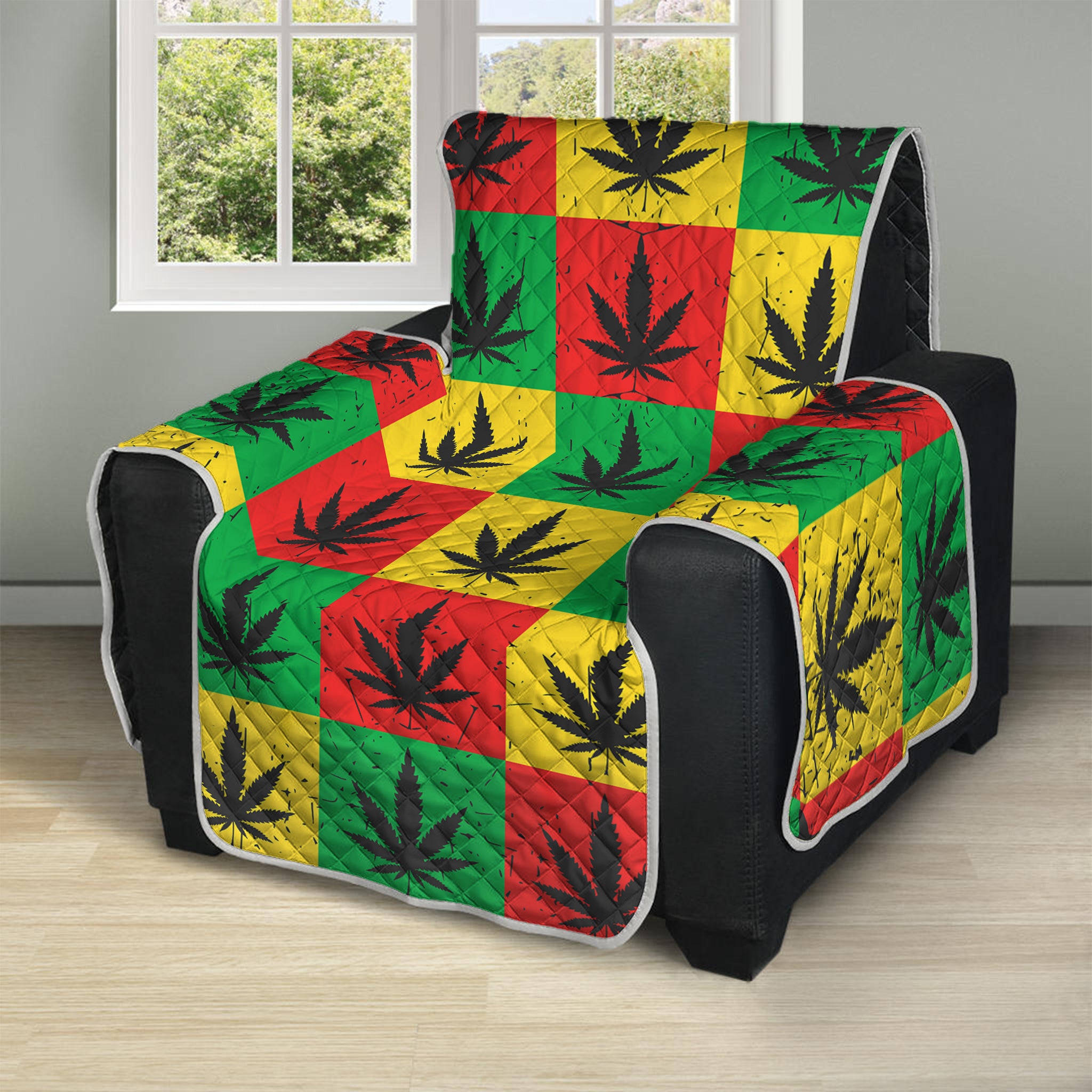 Reggae Marijuana Leaf Pattern Print Recliner Protector