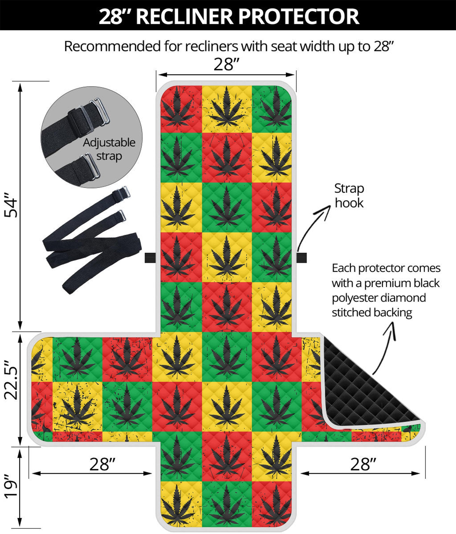 Reggae Marijuana Leaf Pattern Print Recliner Protector