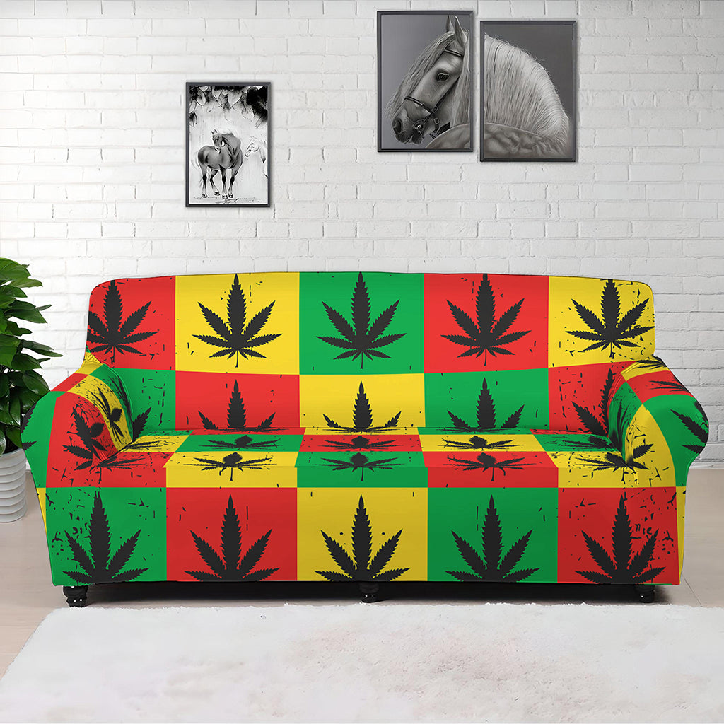 Reggae Marijuana Leaf Pattern Print Sofa Cover