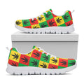 Reggae Marijuana Leaf Pattern Print White Running Shoes
