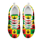 Reggae Marijuana Leaf Pattern Print White Sneakers