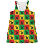 Reggae Marijuana Leaf Pattern Print Women's Racerback Tank Top