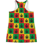 Reggae Marijuana Leaf Pattern Print Women's Racerback Tank Top