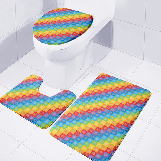 Reiki And The 7 Chakras Pattern Print 3 Piece Bath Mat Set