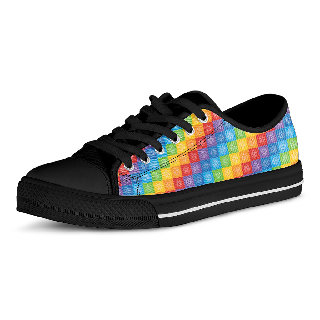 Reiki And The 7 Chakras Pattern Print Black Low Top Shoes