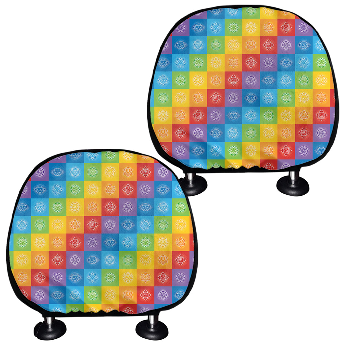 Reiki And The 7 Chakras Pattern Print Car Headrest Covers