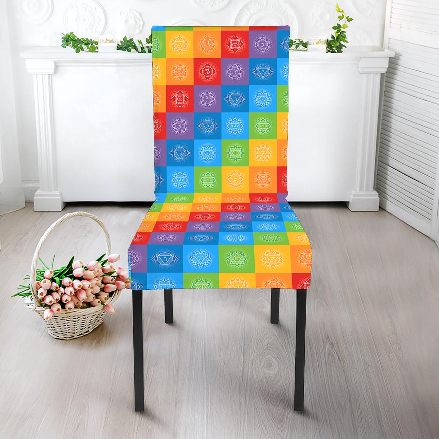 Reiki And The 7 Chakras Pattern Print Dining Chair Slipcover