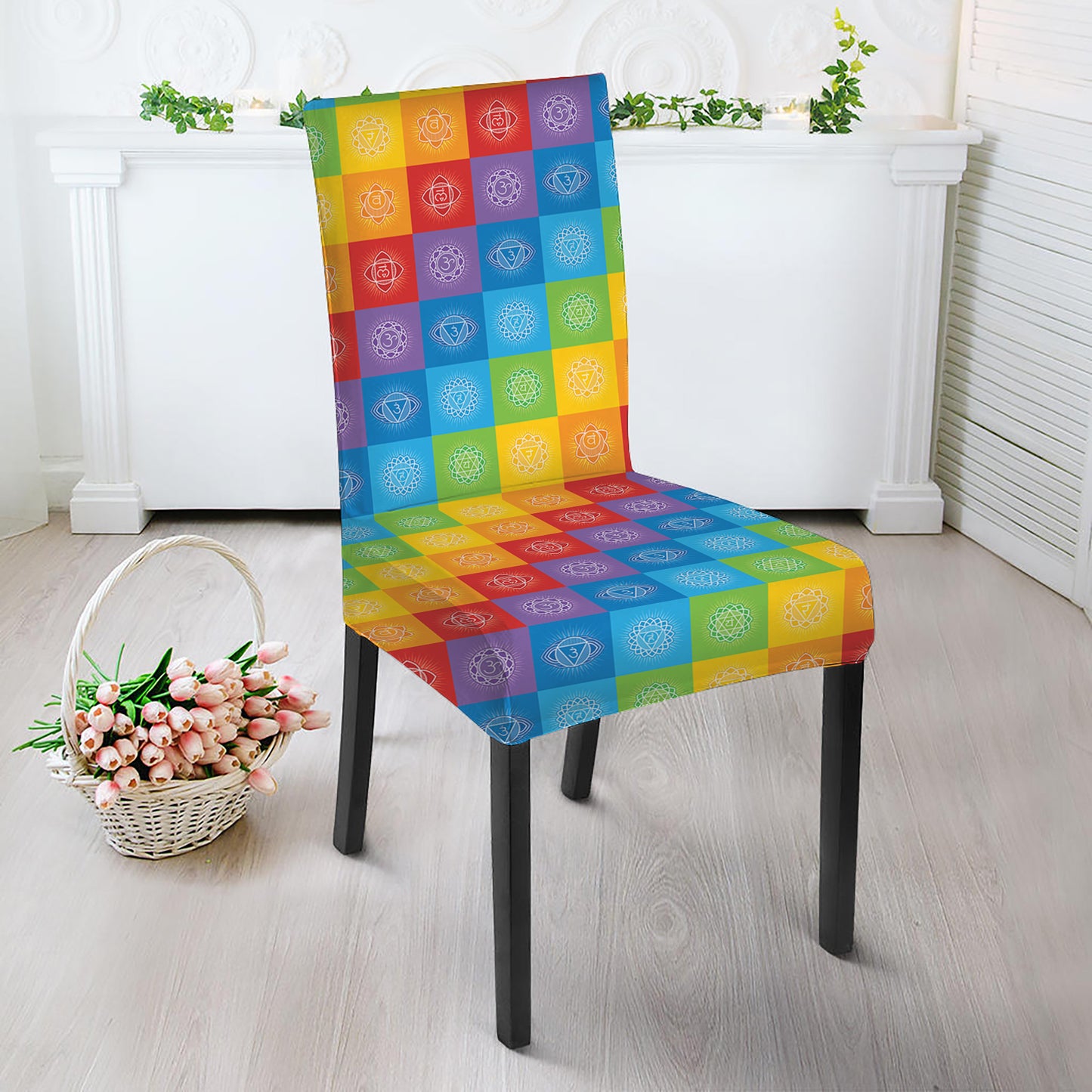 Reiki And The 7 Chakras Pattern Print Dining Chair Slipcover