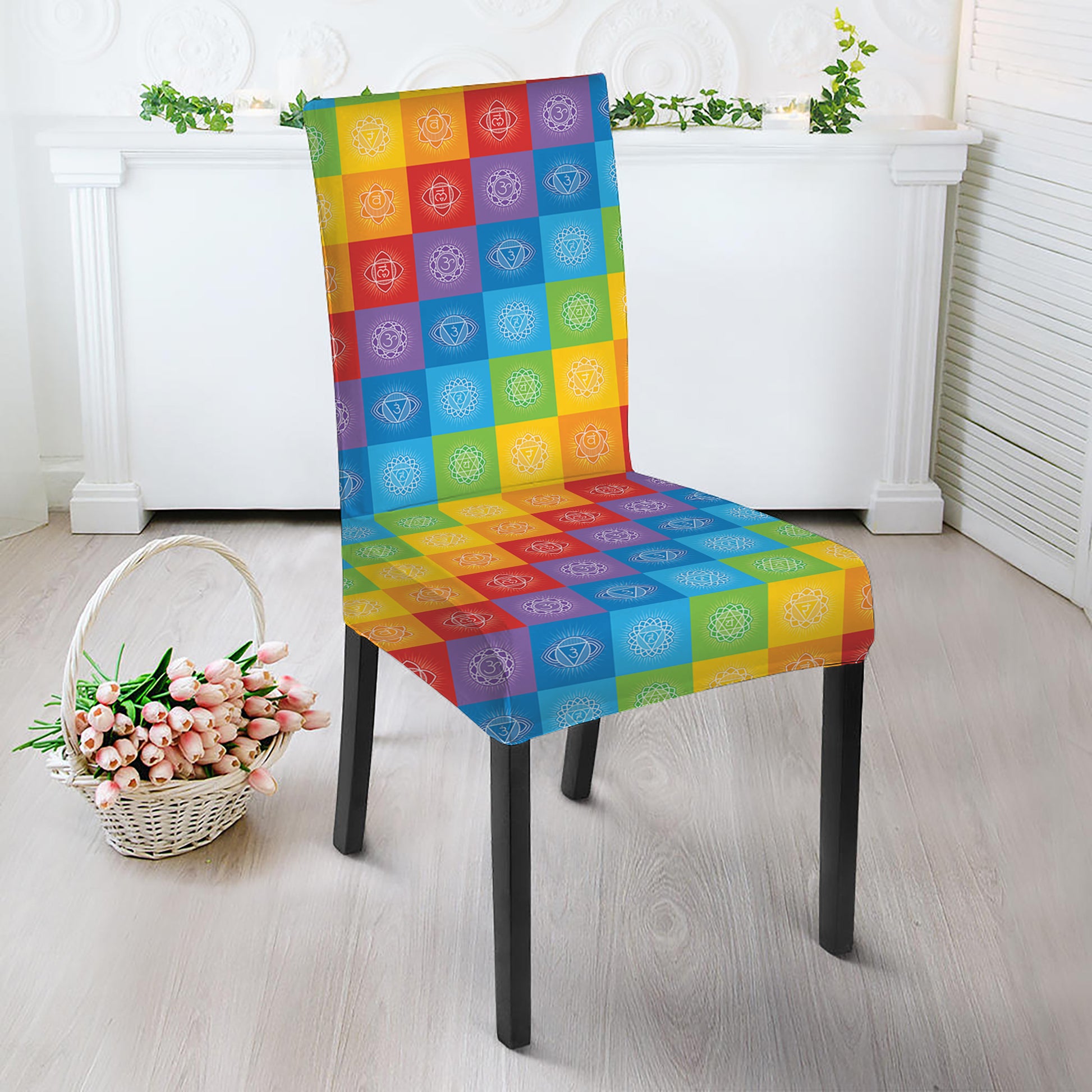 Reiki And The 7 Chakras Pattern Print Dining Chair Slipcover