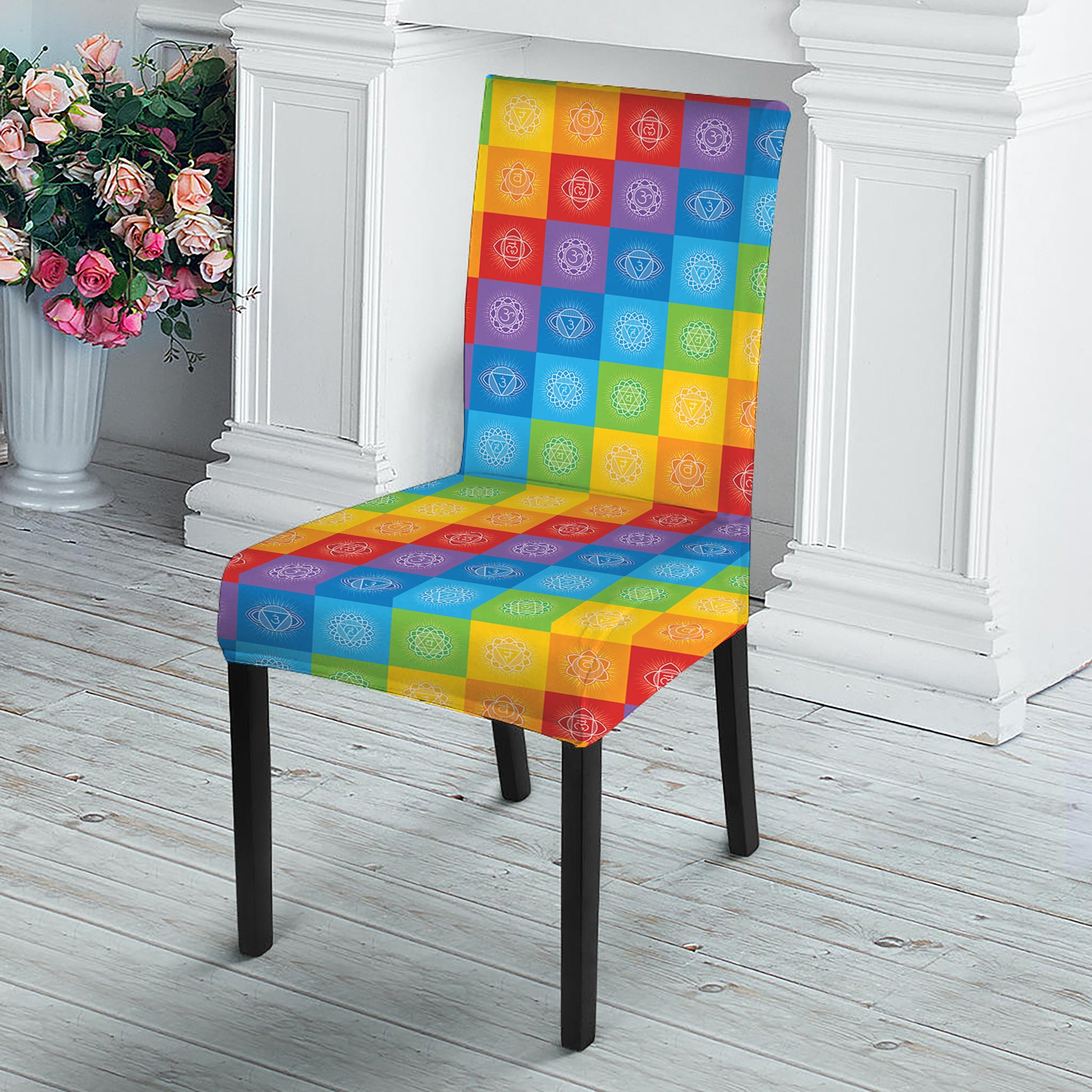Reiki And The 7 Chakras Pattern Print Dining Chair Slipcover
