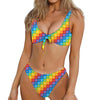 Reiki And The 7 Chakras Pattern Print Front Bow Tie Bikini