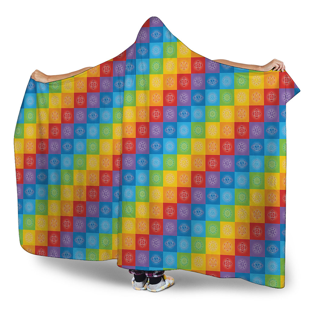Reiki And The 7 Chakras Pattern Print Hooded Blanket