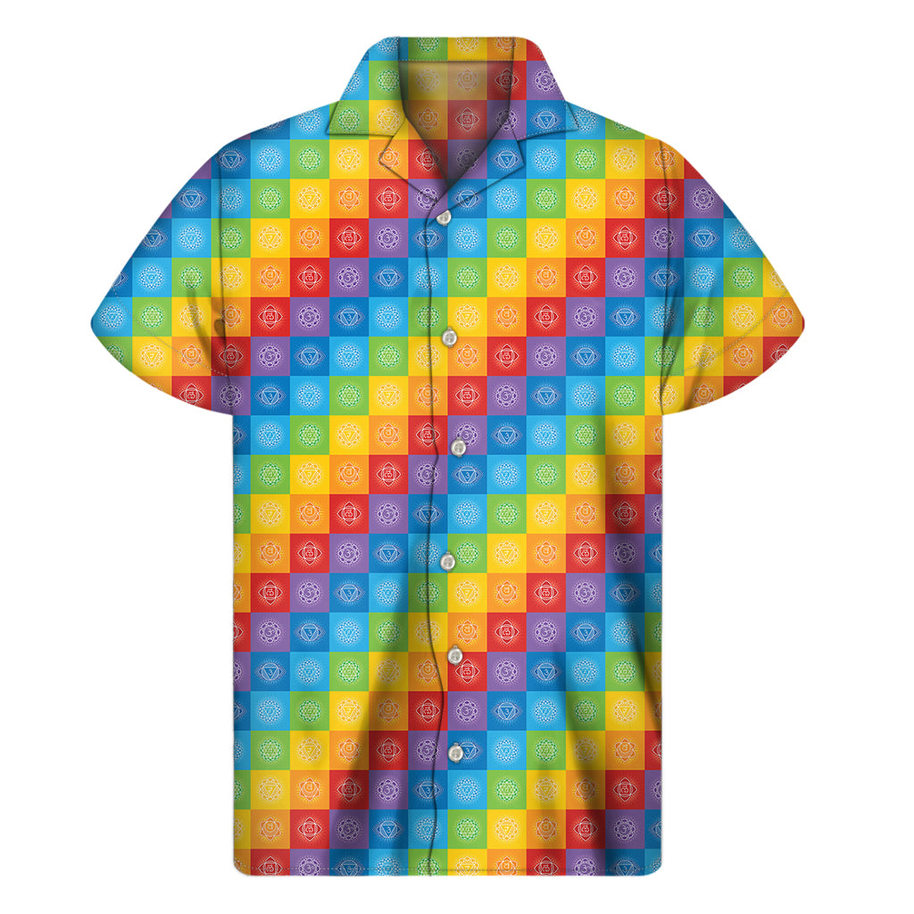 Reiki And The 7 Chakras Pattern Print Men's Short Sleeve Shirt