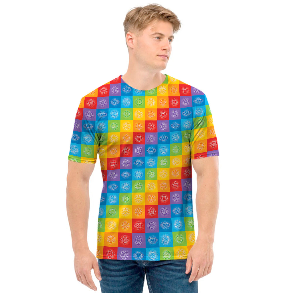 Reiki And The 7 Chakras Pattern Print Men's T-Shirt