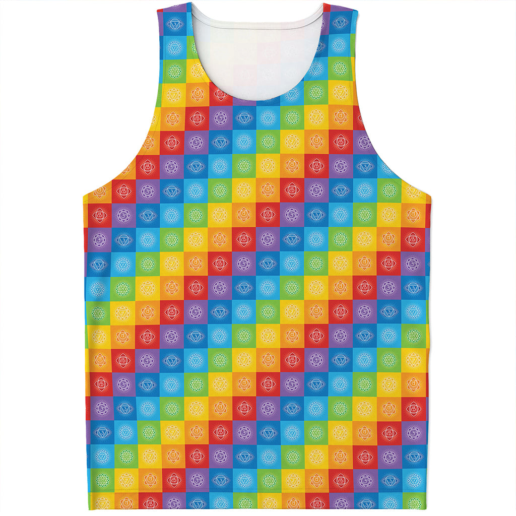 Reiki And The 7 Chakras Pattern Print Men's Tank Top