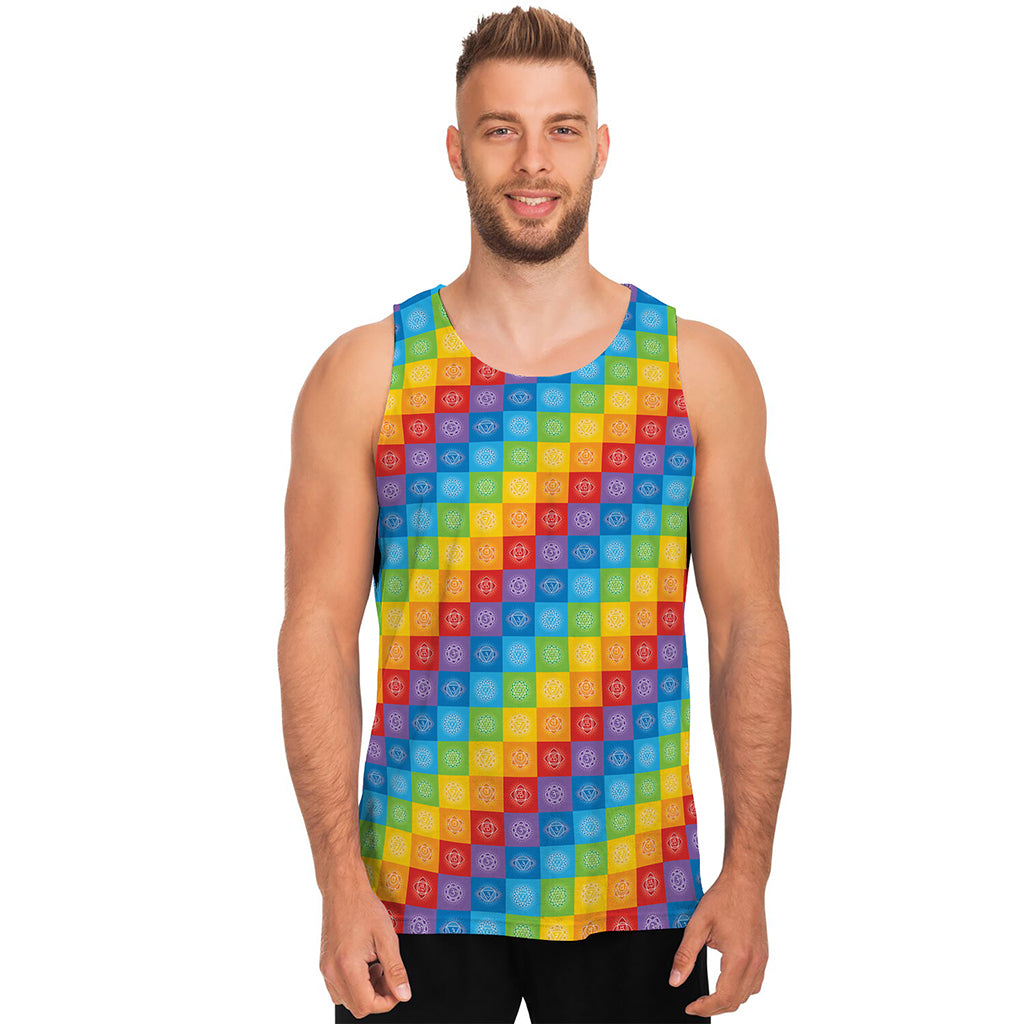 Reiki And The 7 Chakras Pattern Print Men's Tank Top