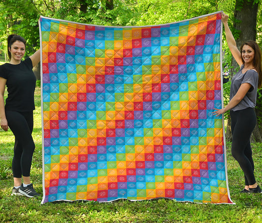 Reiki And The 7 Chakras Pattern Print Quilt
