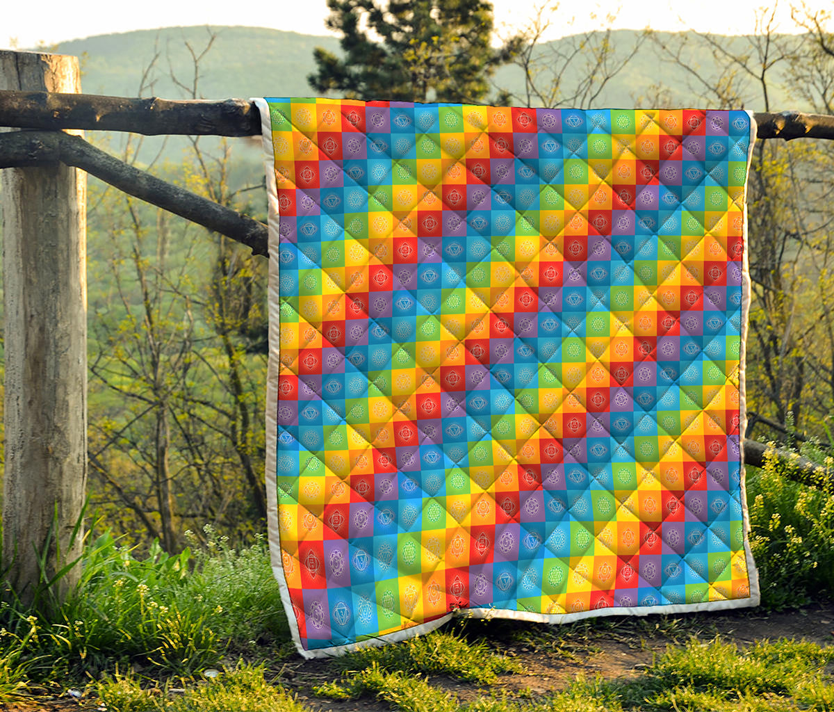 Reiki And The 7 Chakras Pattern Print Quilt