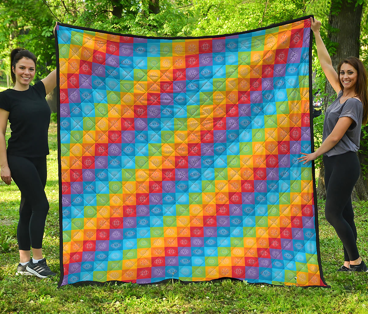 Reiki And The 7 Chakras Pattern Print Quilt