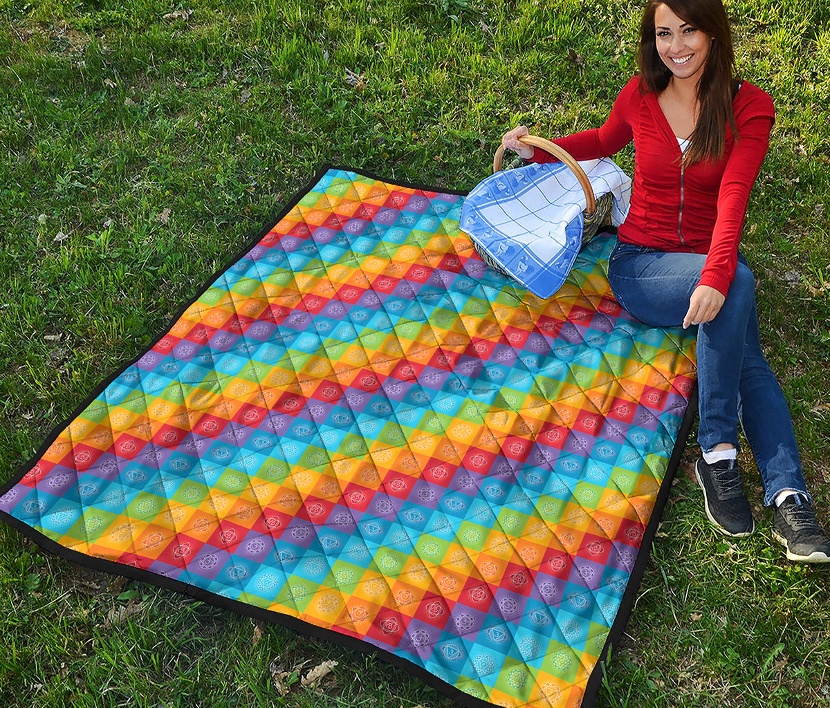 Reiki And The 7 Chakras Pattern Print Quilt