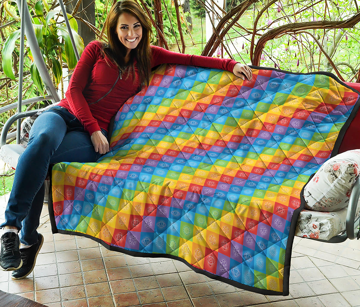 Reiki And The 7 Chakras Pattern Print Quilt