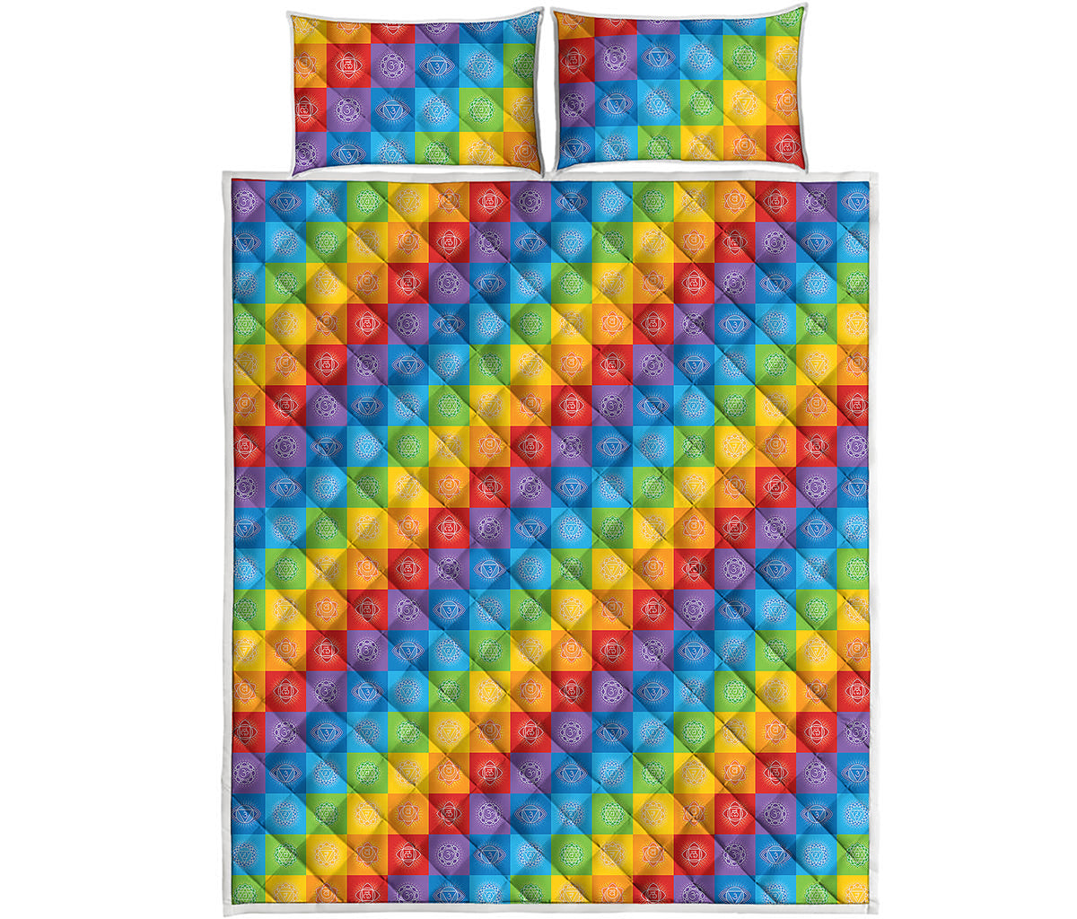 Reiki And The 7 Chakras Pattern Print Quilt Bed Set