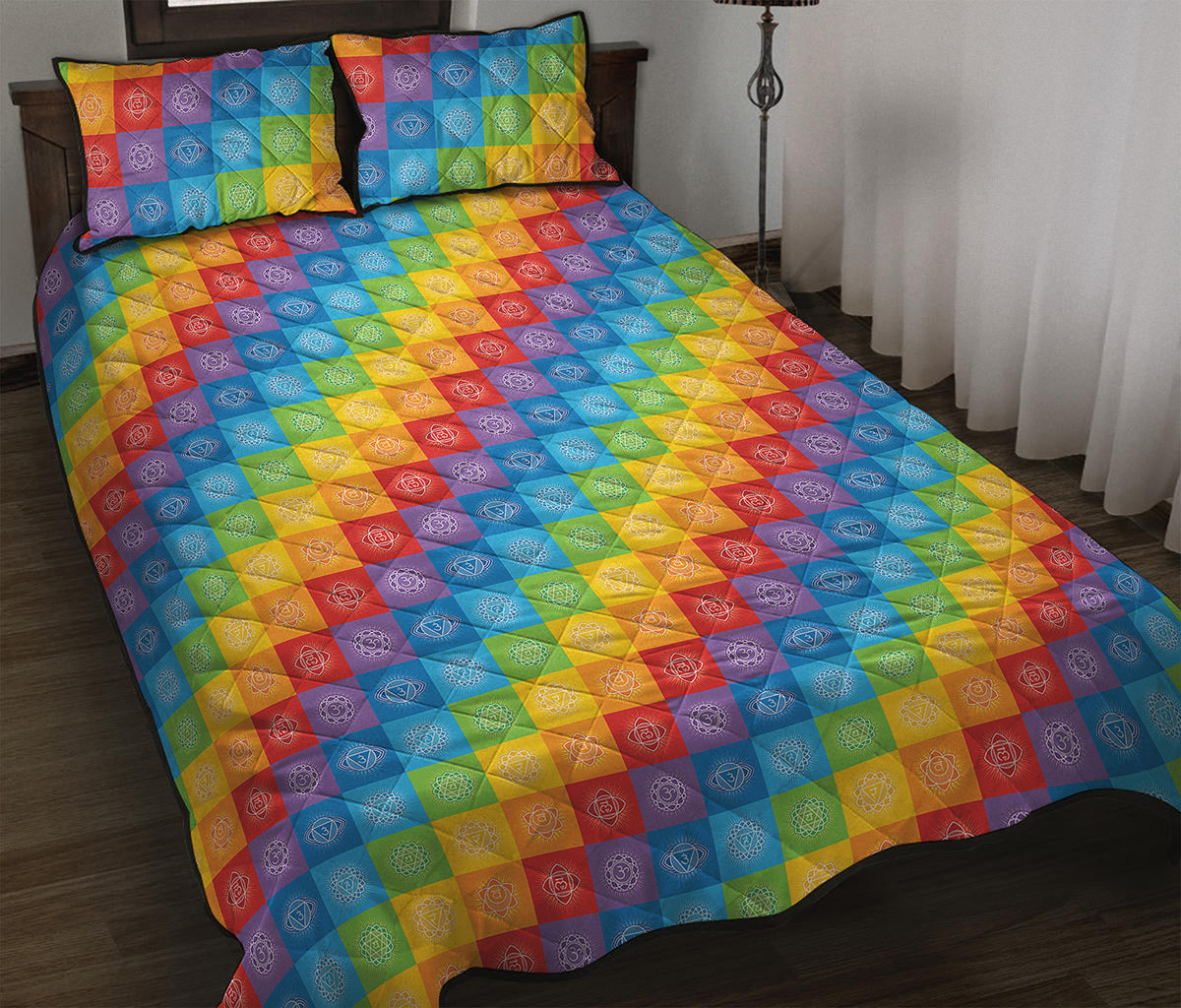 Reiki And The 7 Chakras Pattern Print Quilt Bed Set