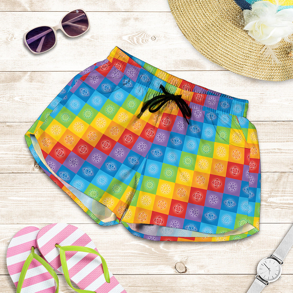Reiki And The 7 Chakras Pattern Print Women's Shorts
