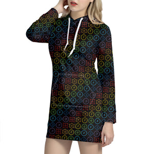 Reiki And The Seven Chakras Print Hoodie Dress