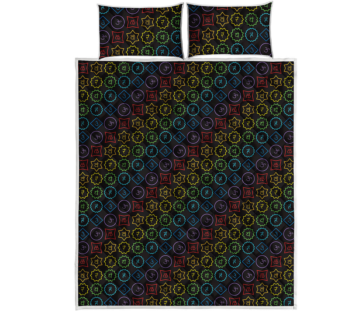 Reiki And The Seven Chakras Print Quilt Bed Set