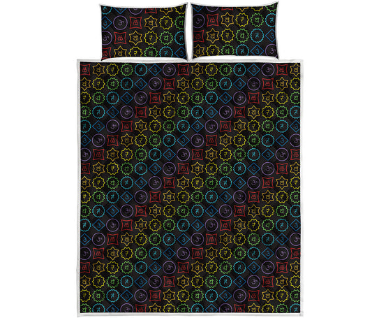 Reiki And The Seven Chakras Print Quilt Bed Set