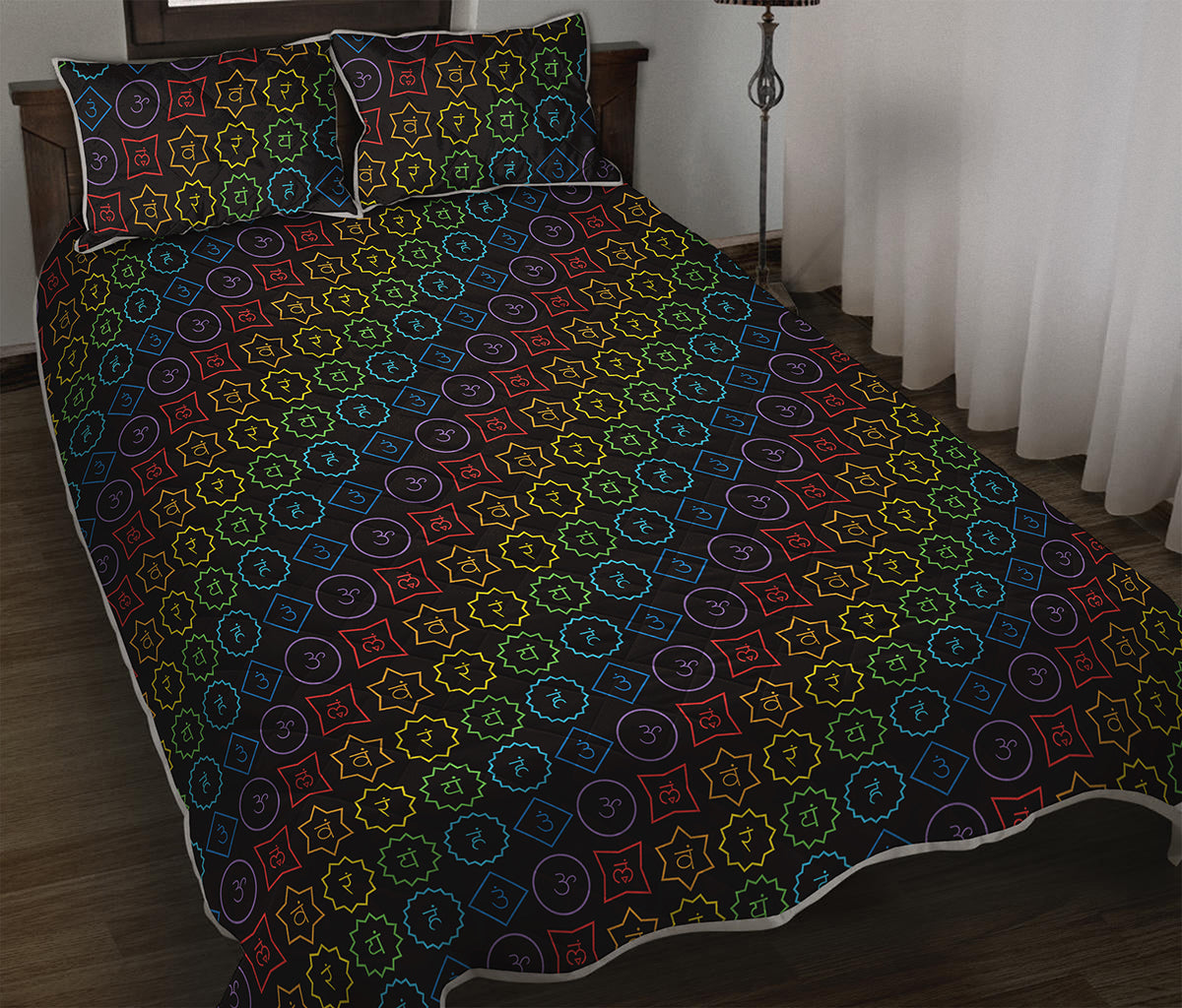 Reiki And The Seven Chakras Print Quilt Bed Set