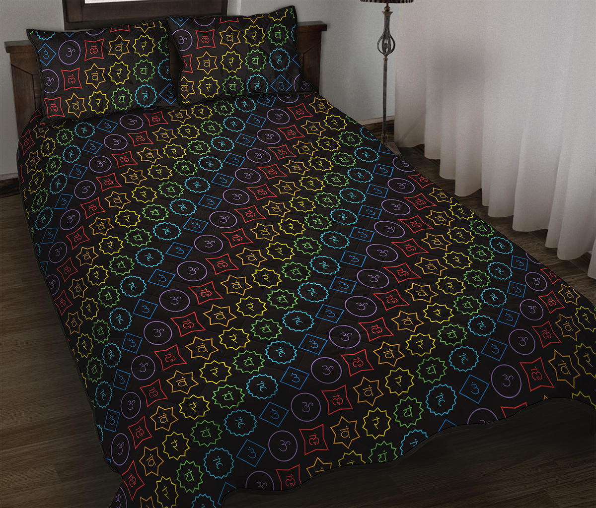 Reiki And The Seven Chakras Print Quilt Bed Set