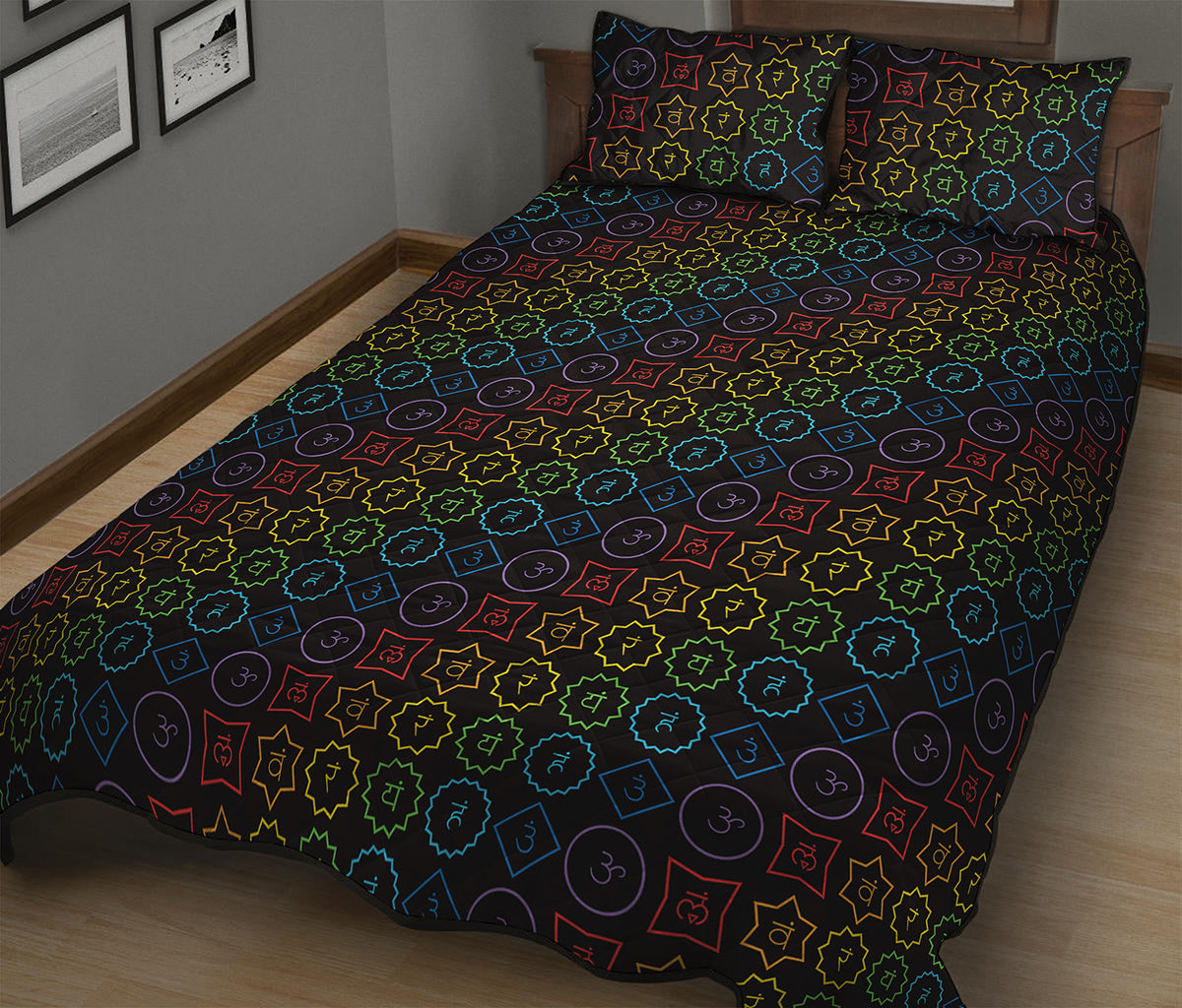 Reiki And The Seven Chakras Print Quilt Bed Set