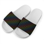Reiki And The Seven Chakras Print White Slide Sandals