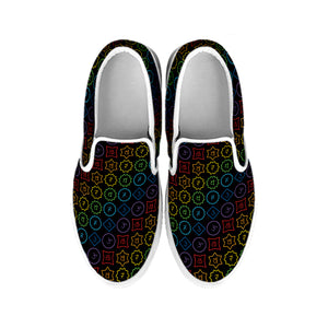 Reiki And The Seven Chakras Print White Slip On Shoes