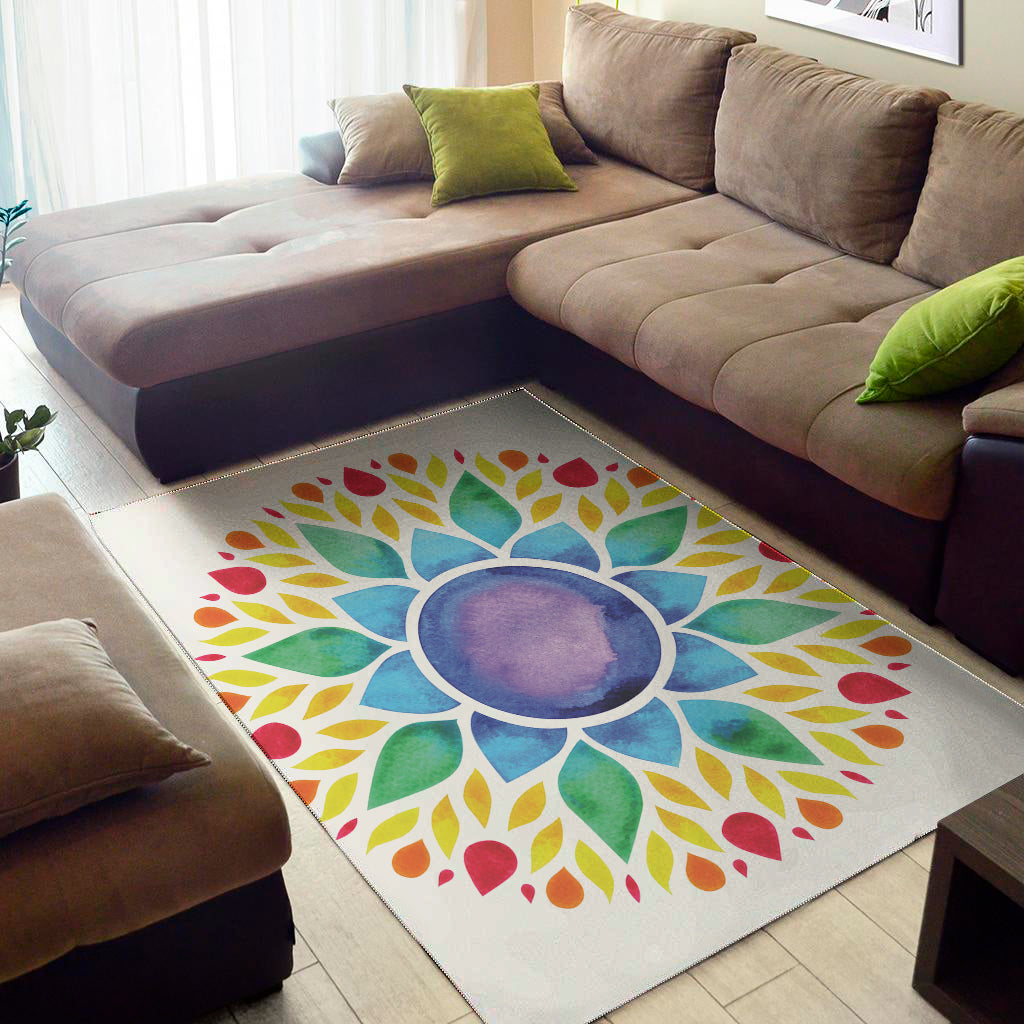 Reiki Chakra Flower Print Area Rug