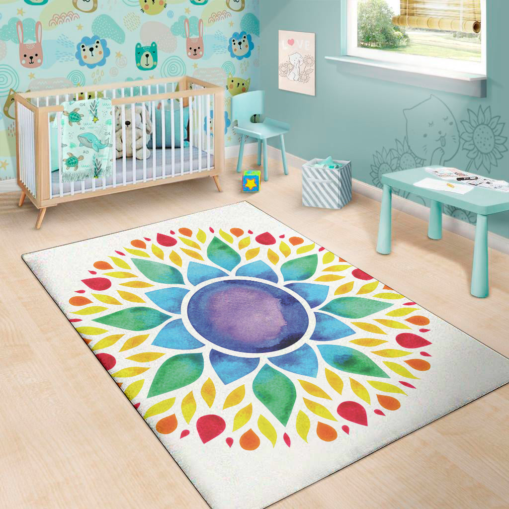 Reiki Chakra Flower Print Area Rug