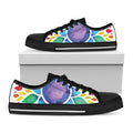 Reiki Chakra Flower Print Black Low Top Sneakers