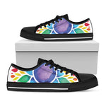 Reiki Chakra Flower Print Black Low Top Shoes 