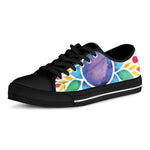 Reiki Chakra Flower Print Black Low Top Shoes 