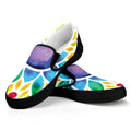 Reiki Chakra Flower Print Black Slip On Sneakers