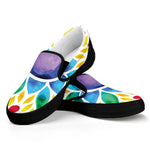 Reiki Chakra Flower Print Black Slip On Shoes