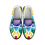Reiki Chakra Flower Print Black Slip On Shoes