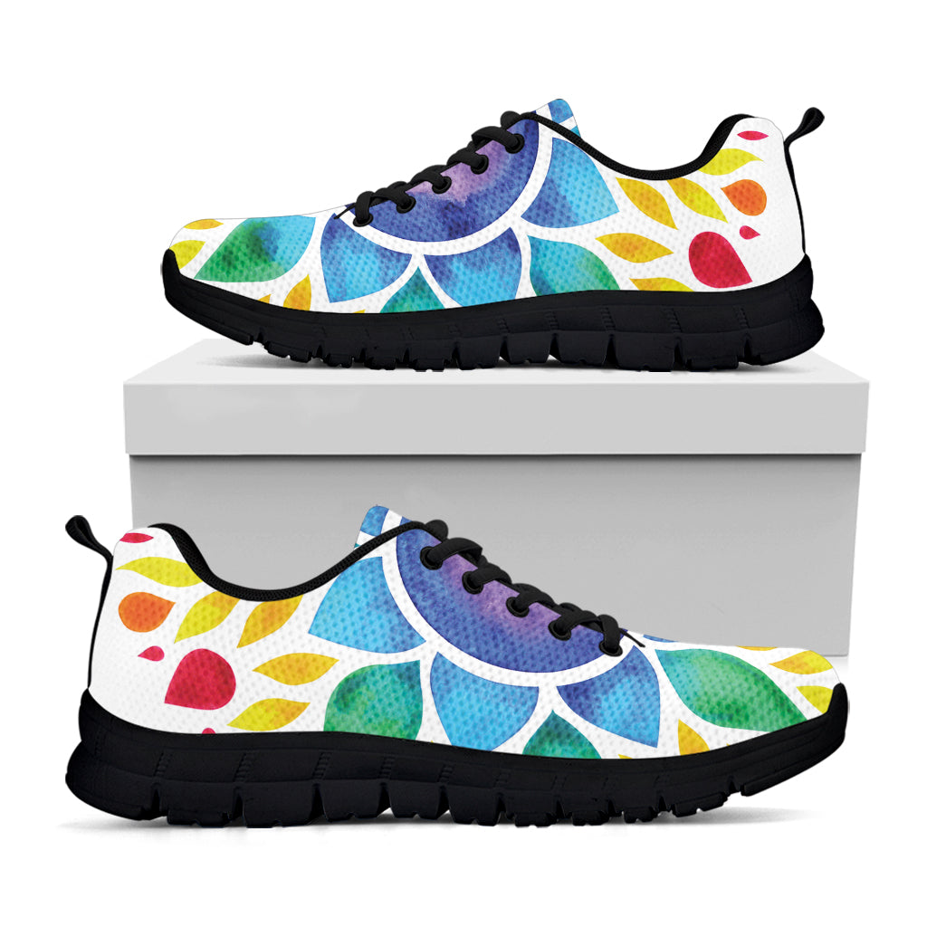Reiki Chakra Flower Print Black Sneakers