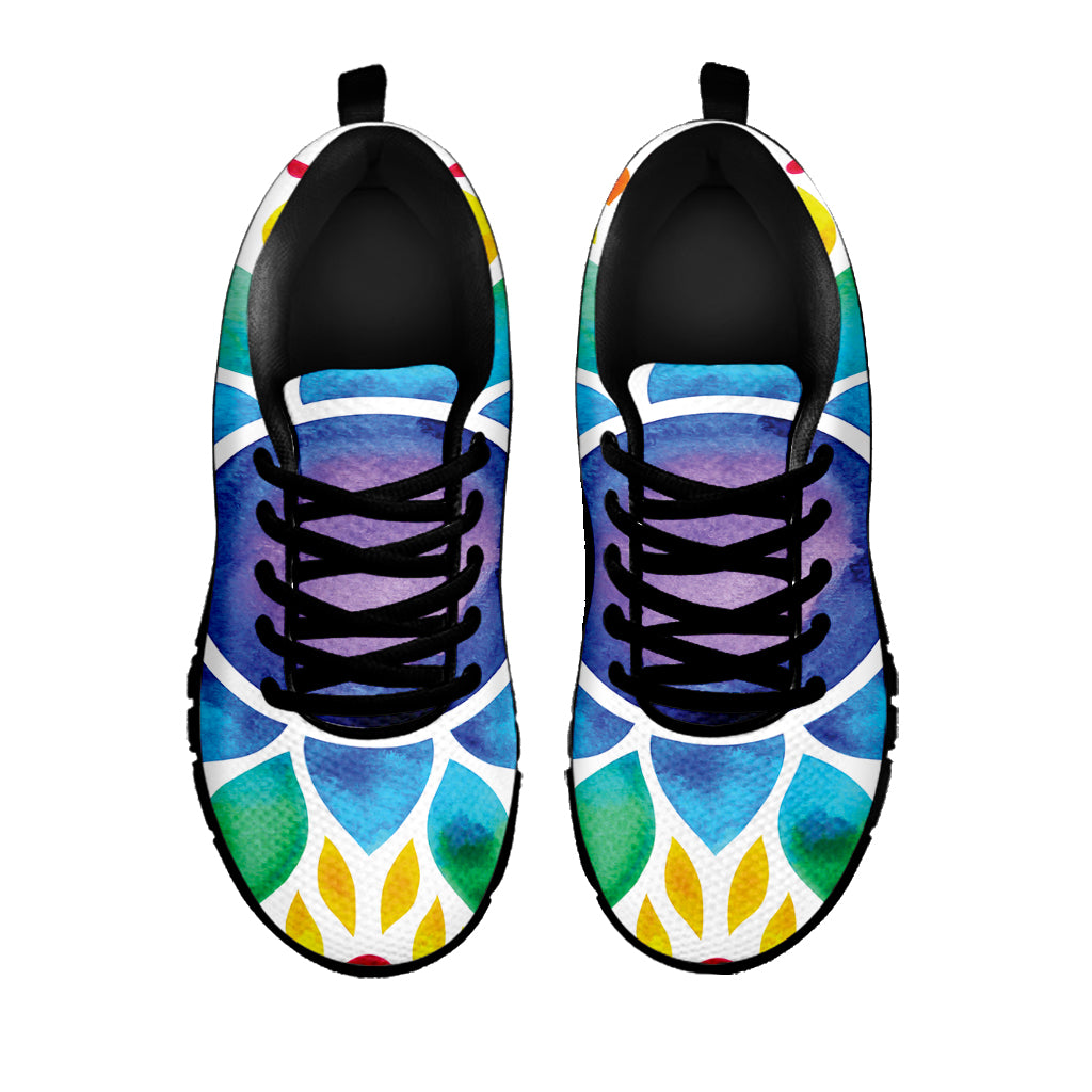 Reiki Chakra Flower Print Black Sneakers