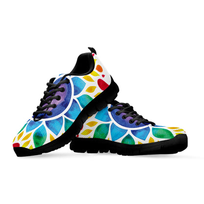 Reiki Chakra Flower Print Black Sneakers